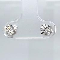 14KT White Gold 9/10 ct I-J SI3/I1 4 Prong Martini Pushback Solitaire Earrings