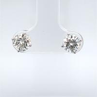 14KT White Gold 1 3/4 ct G-H I1 4 Prong Martini Pushback Solitaire Earrings